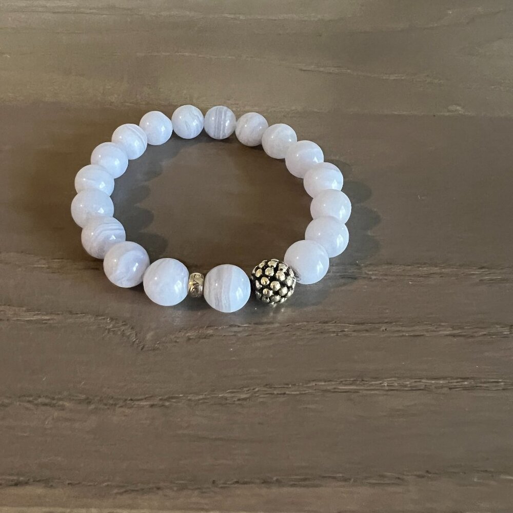 Lagos blue agate stretch bead bracelet